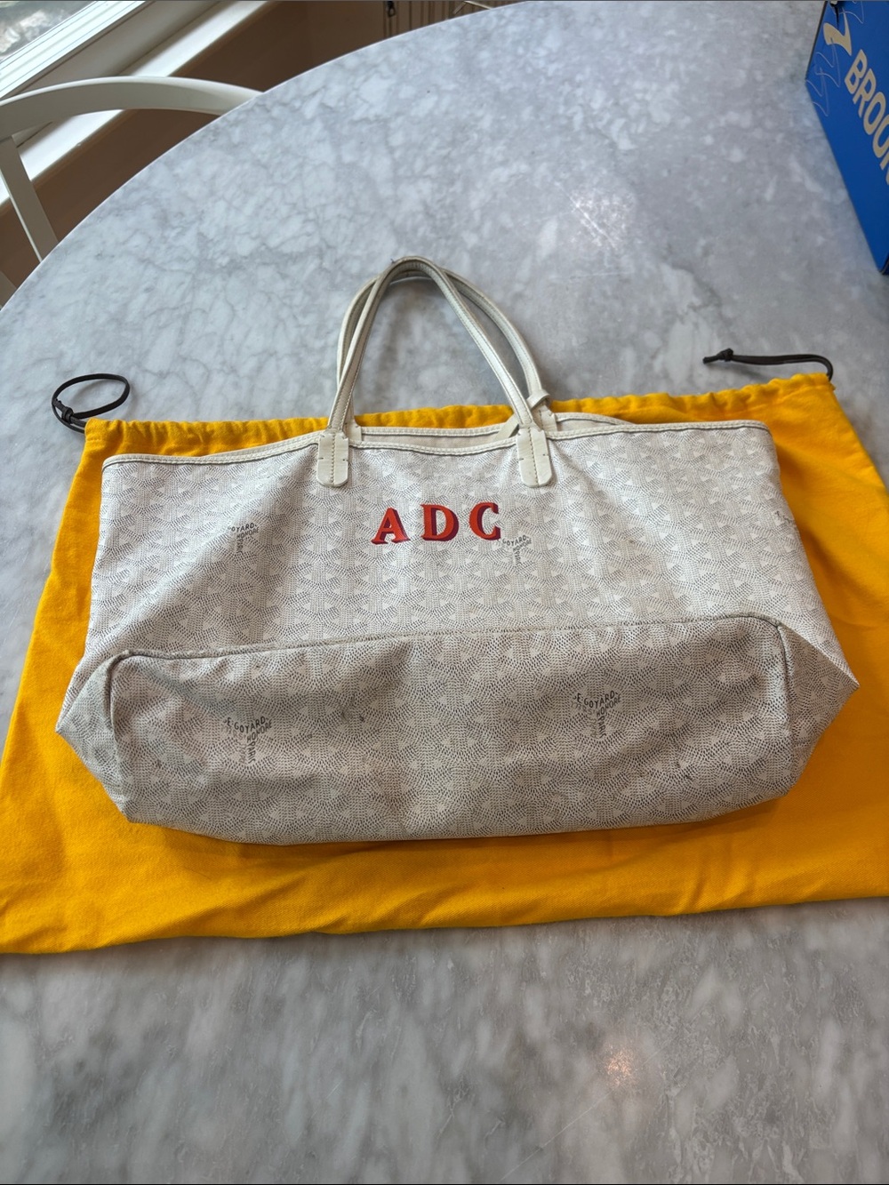 Goyard St Louis PM White canvas with monogram and wallet attachment - Picture 5 of 10